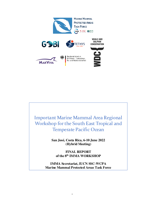 Final Report of the Regional Workshop for the South East Tropical and Temperate Pacific Ocean Important Marine Mammal Areas